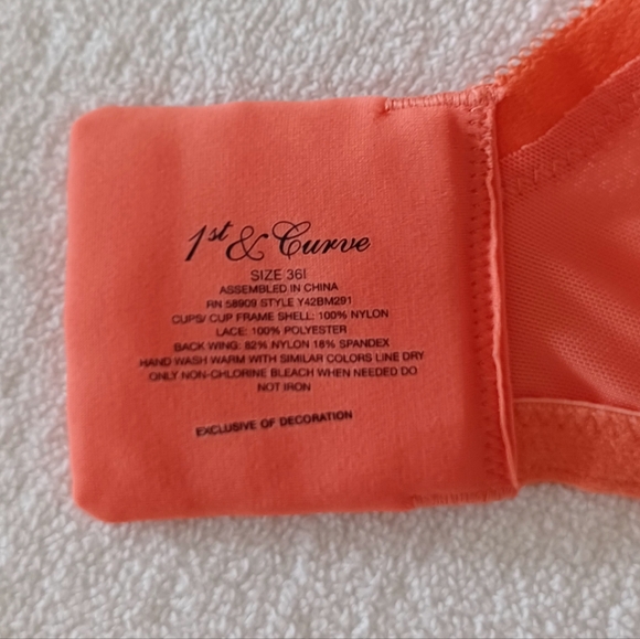 1St & Curve Embroidered Unlined Underwire Bra, size 36I - Picture 16 of 16